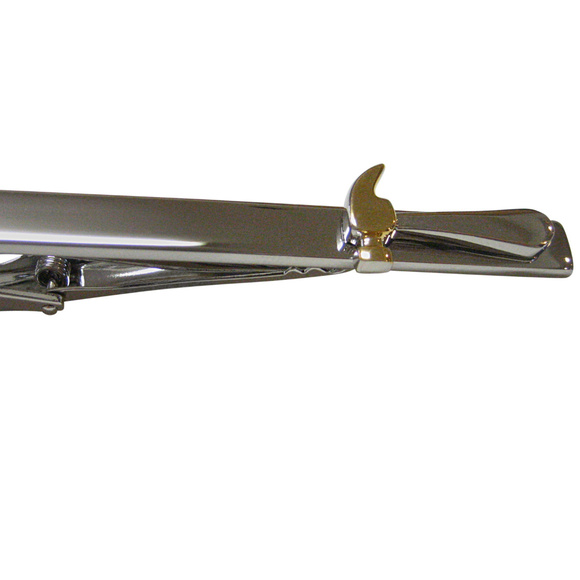 Gold and Silver Toned Hammer Square Tie Clip - Picture 1 of 2